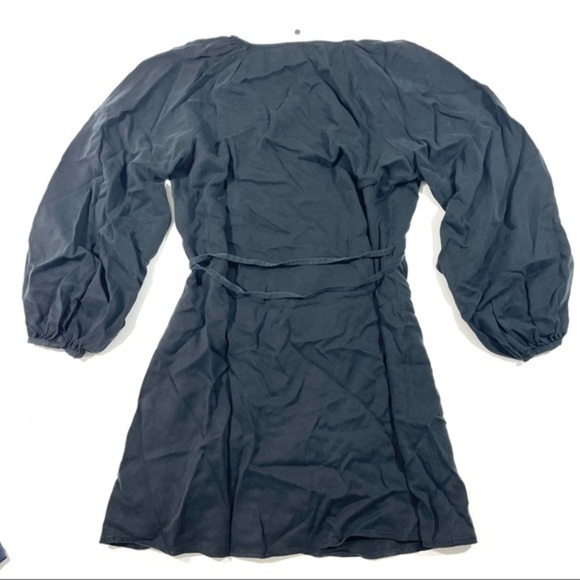 New J Crew Drapey Wrap Mini Dress Black Size Medium - Picture 3 of 8